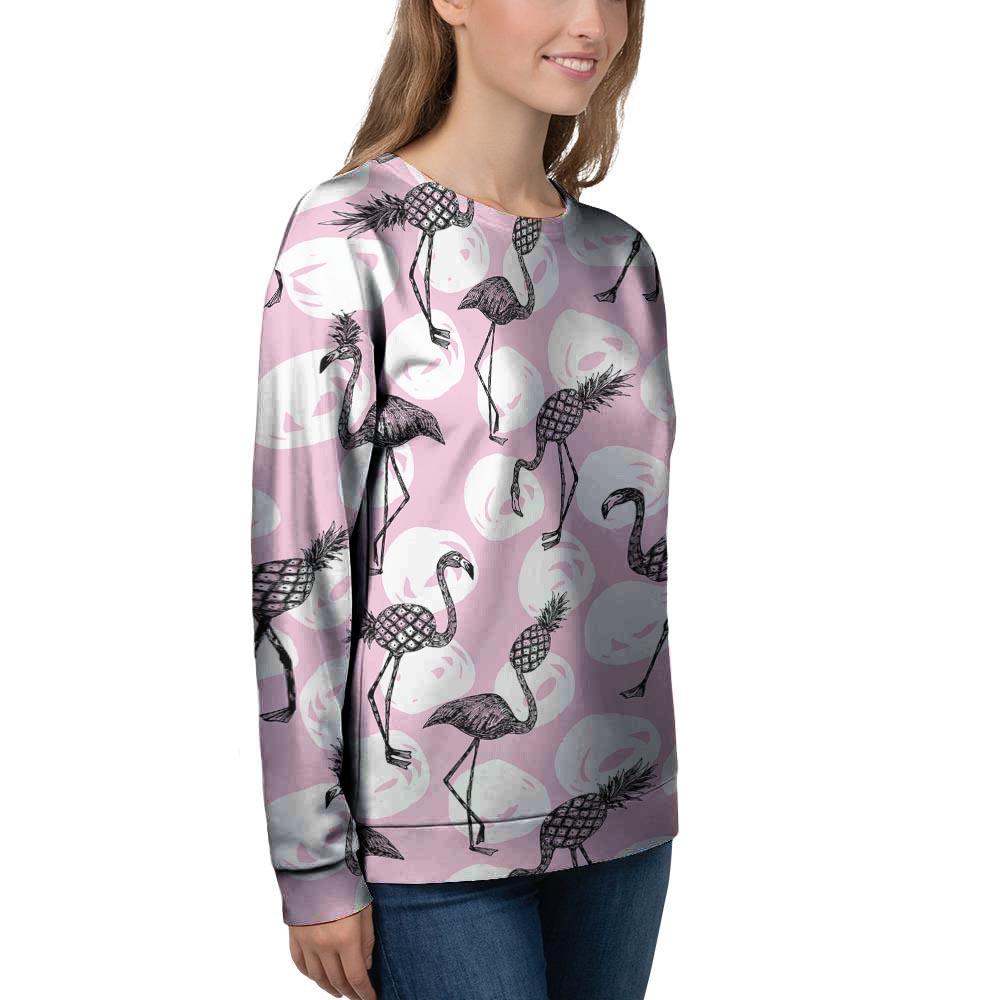 Flamingo Pineapple Print Women's Sweatshirt-grizzshop