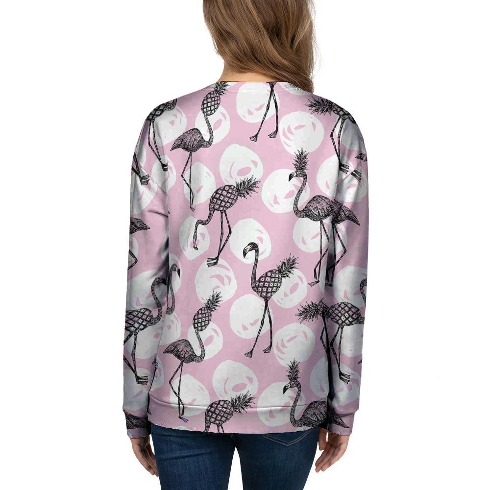 Flamingo Pineapple Print Women's Sweatshirt-grizzshop