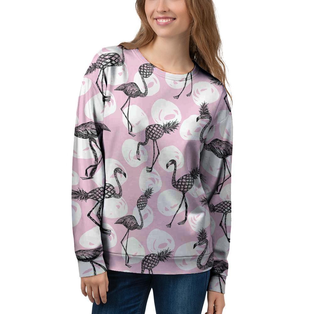 Flamingo Pineapple Print Women's Sweatshirt-grizzshop