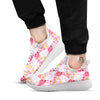 Flamingo Pink Polka Print Pattern White Athletic Shoes-grizzshop