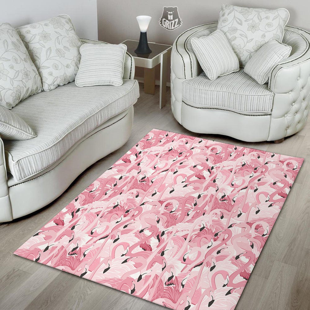 Flamingo Pink Print Pattern Floor Mat-grizzshop