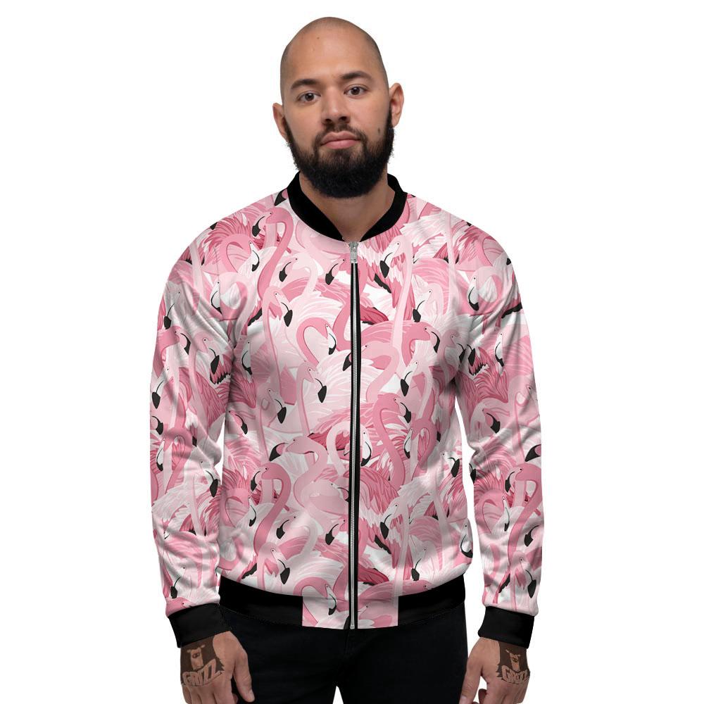 Flamingo Pink Print Pattern Men's Bomber Jacket-grizzshop