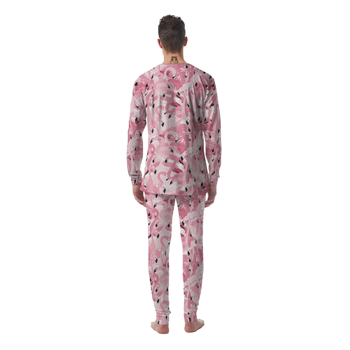 Flamingo Pink Print Pattern Men's Pajamas-grizzshop