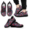 Flamingo Stripe Hawaiian Tropical Pattern Print Black Sneaker Shoes For Men Women-grizzshop