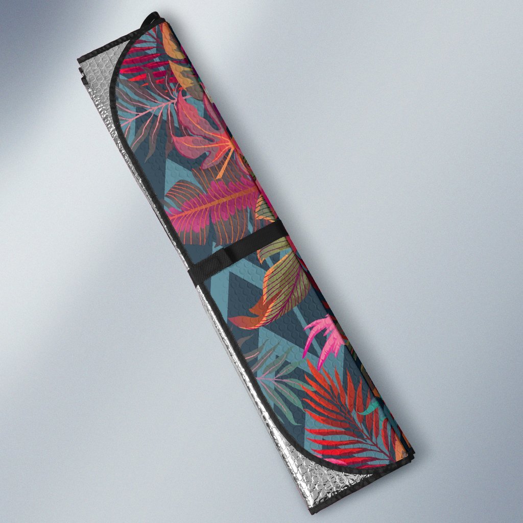 Flamingo Stripe Hawaiian Tropical Pattern Print Car Sun Shade-grizzshop
