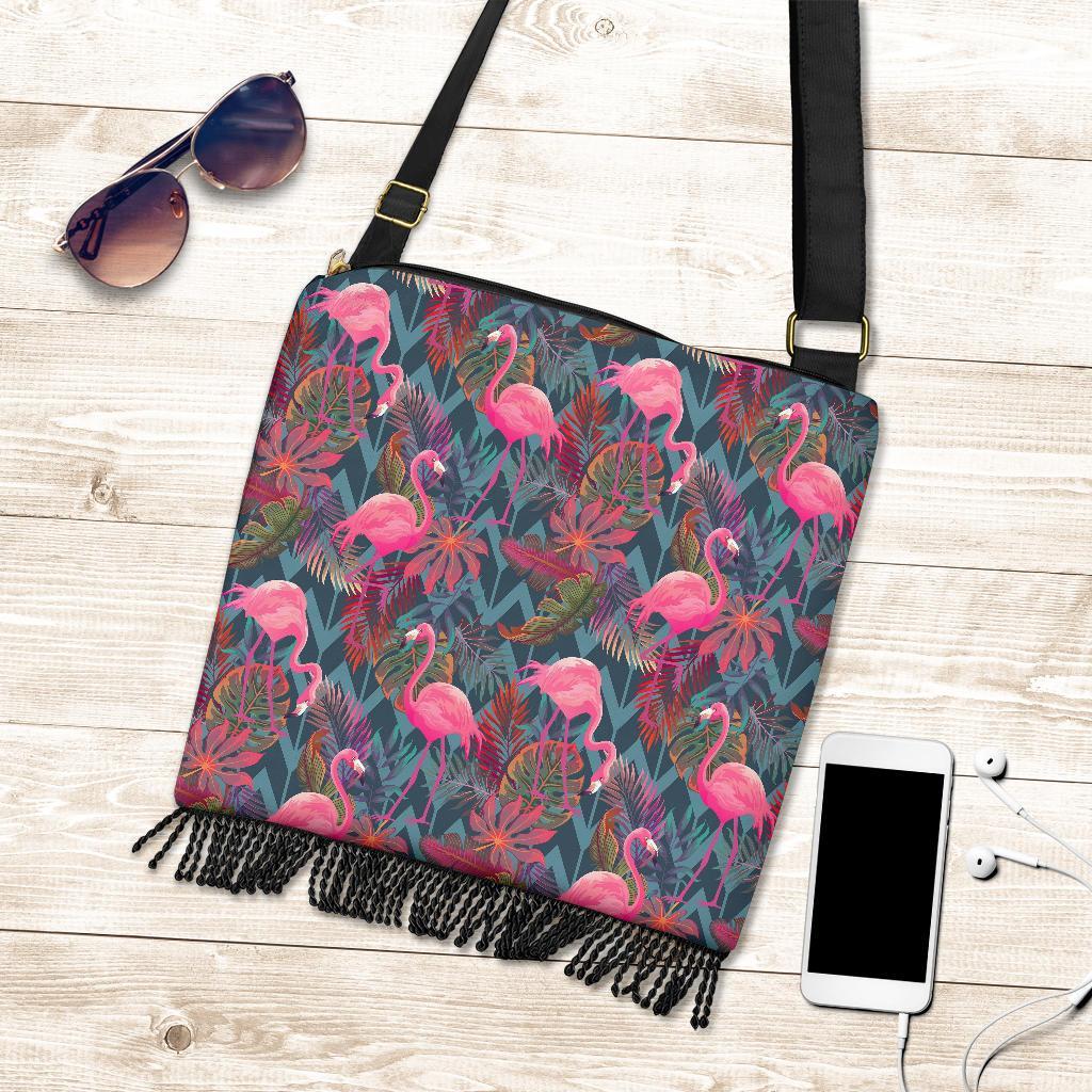 Flamingo Stripe Hawaiian Tropical Pattern Print Crossbody Bags-grizzshop