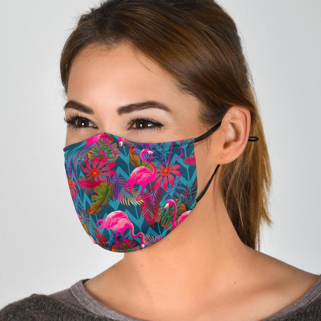 Flamingo Stripe Hawaiian Tropical Pattern Print Face Mask-grizzshop