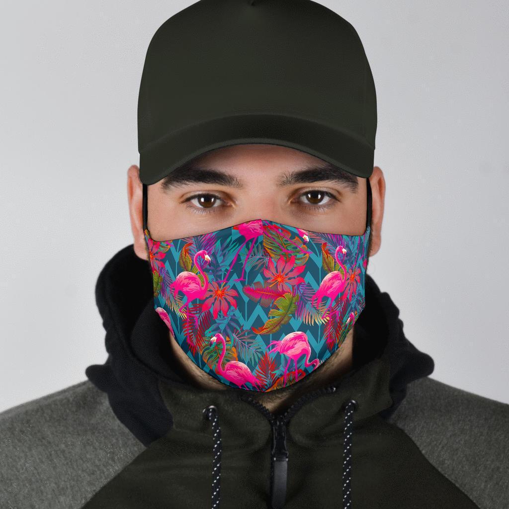 Flamingo Stripe Hawaiian Tropical Pattern Print Face Mask-grizzshop