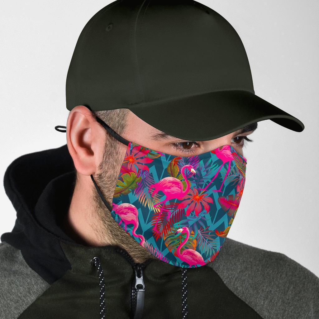 Flamingo Stripe Hawaiian Tropical Pattern Print Face Mask-grizzshop