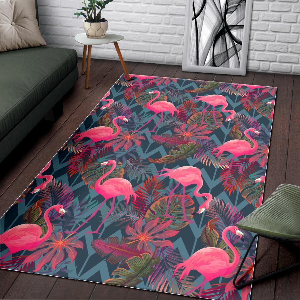 Flamingo Stripe Hawaiian Tropical Pattern Print Floor Mat-grizzshop