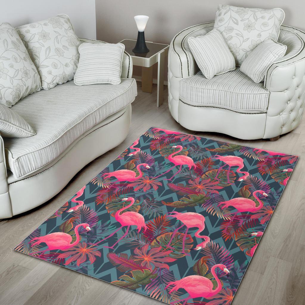 Flamingo Stripe Hawaiian Tropical Pattern Print Floor Mat-grizzshop