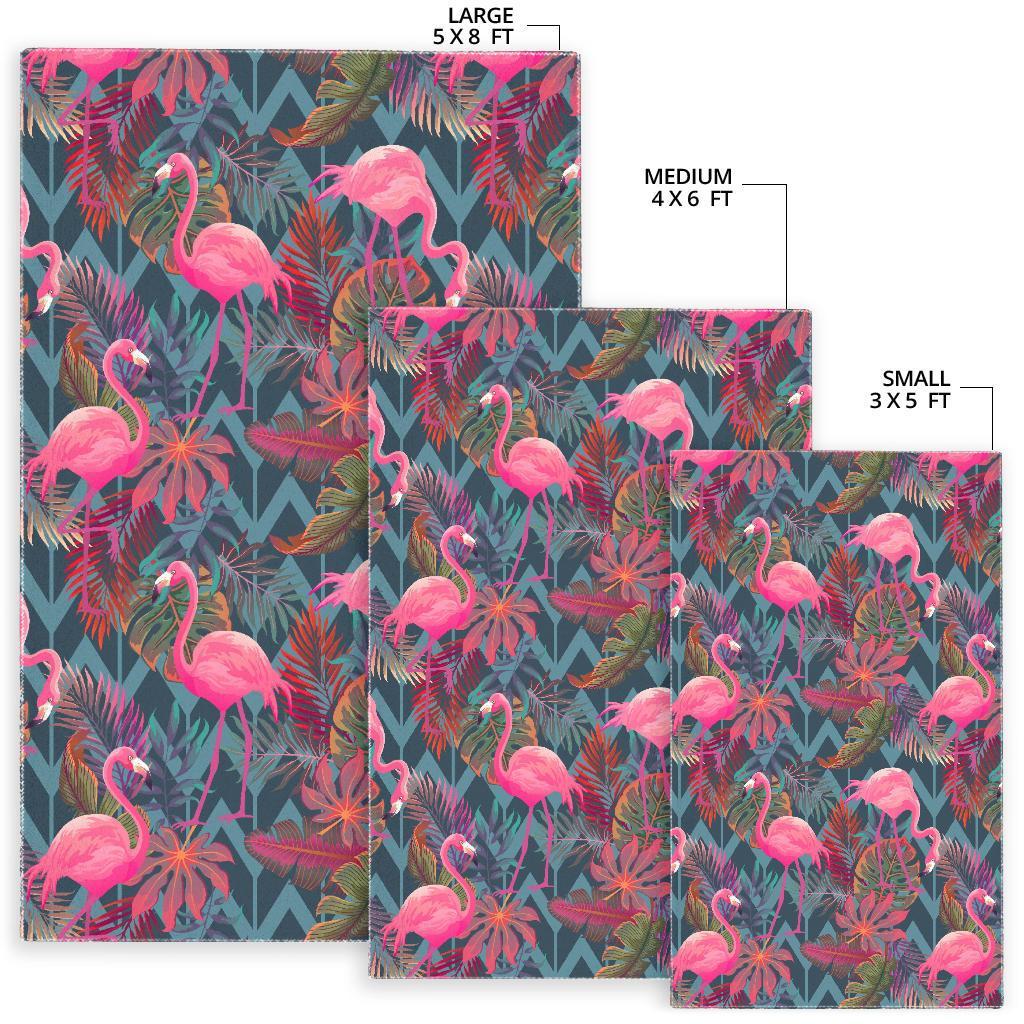 Flamingo Stripe Hawaiian Tropical Pattern Print Floor Mat-grizzshop