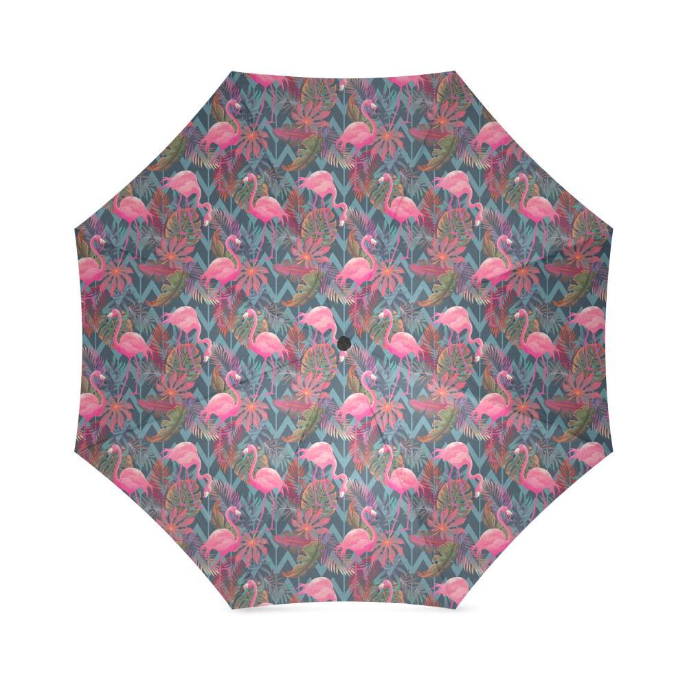 Flamingo Stripe Hawaiian Tropical Pattern Print Foldable Umbrella-grizzshop