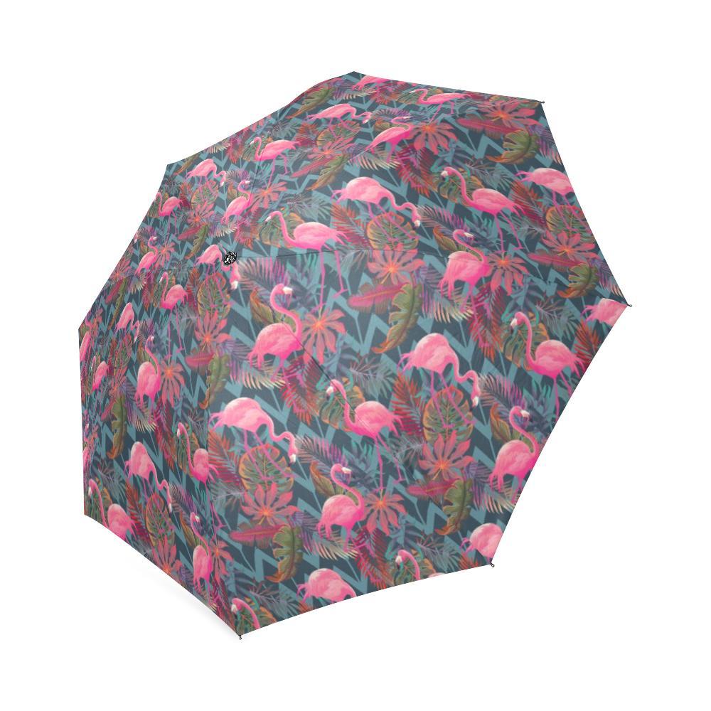 Flamingo Stripe Hawaiian Tropical Pattern Print Foldable Umbrella-grizzshop