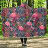 Flamingo Stripe Hawaiian Tropical Pattern Print Hooded Blanket-grizzshop