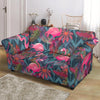 Flamingo Stripe Hawaiian Tropical Pattern Print Loveseat Cover-grizzshop