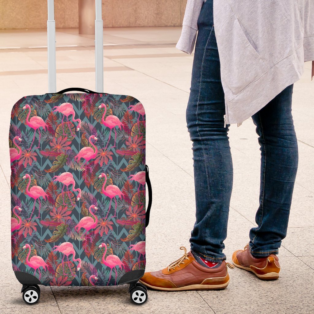 Flamingo Stripe Hawaiian Tropical Pattern Print Luggage Cover Protector-grizzshop