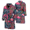 Flamingo Stripe Hawaiian Tropical Pattern Print Men Long Robe-grizzshop