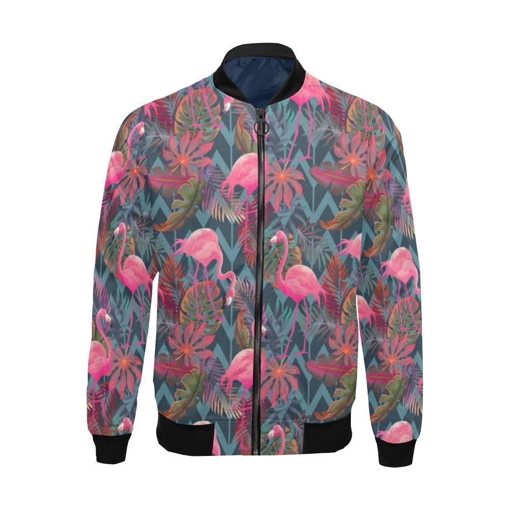 Flamingo Stripe Hawaiian Tropical Pattern Print Men's Bomber Jacket-grizzshop