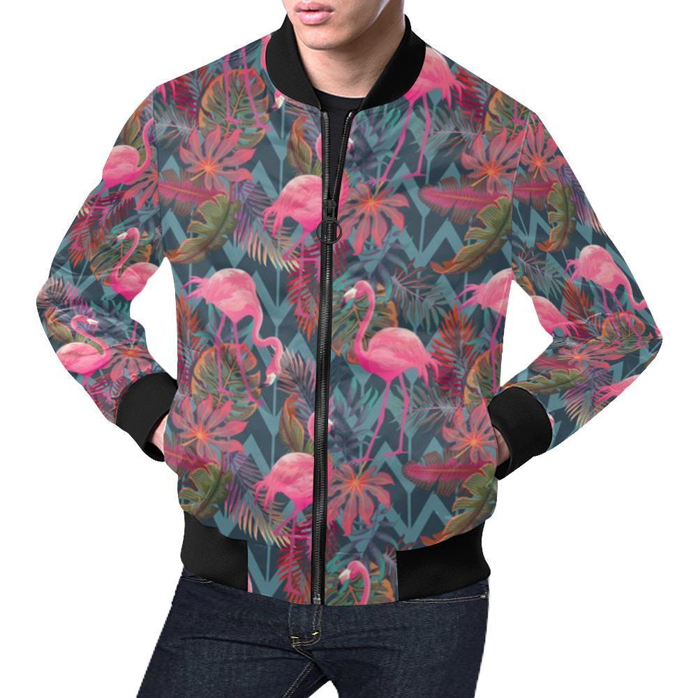 Flamingo Stripe Hawaiian Tropical Pattern Print Men's Bomber Jacket-grizzshop