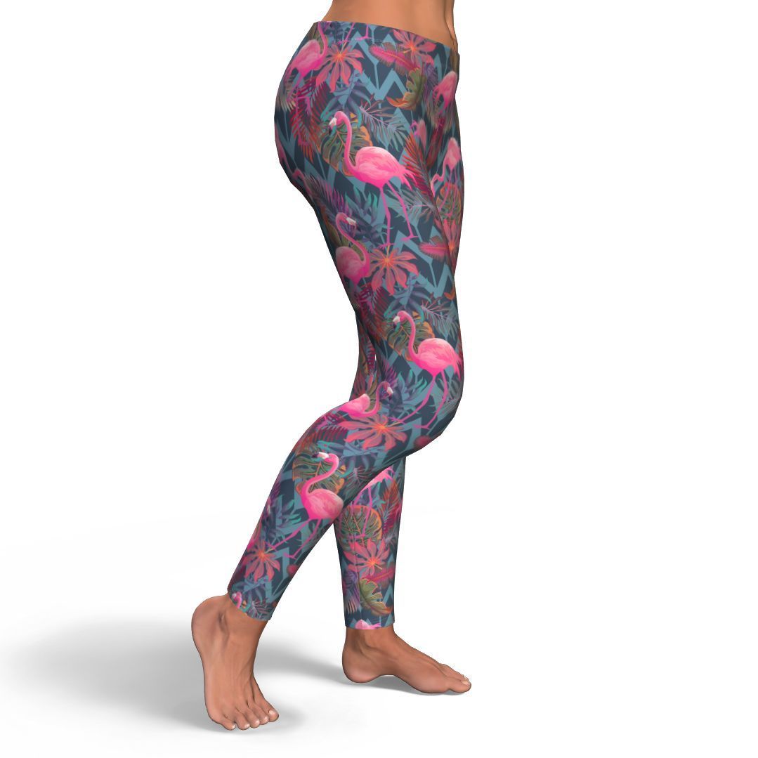 Flamingo Stripe Hawaiian Tropical Pattern Print Pattern Women Leggings-grizzshop