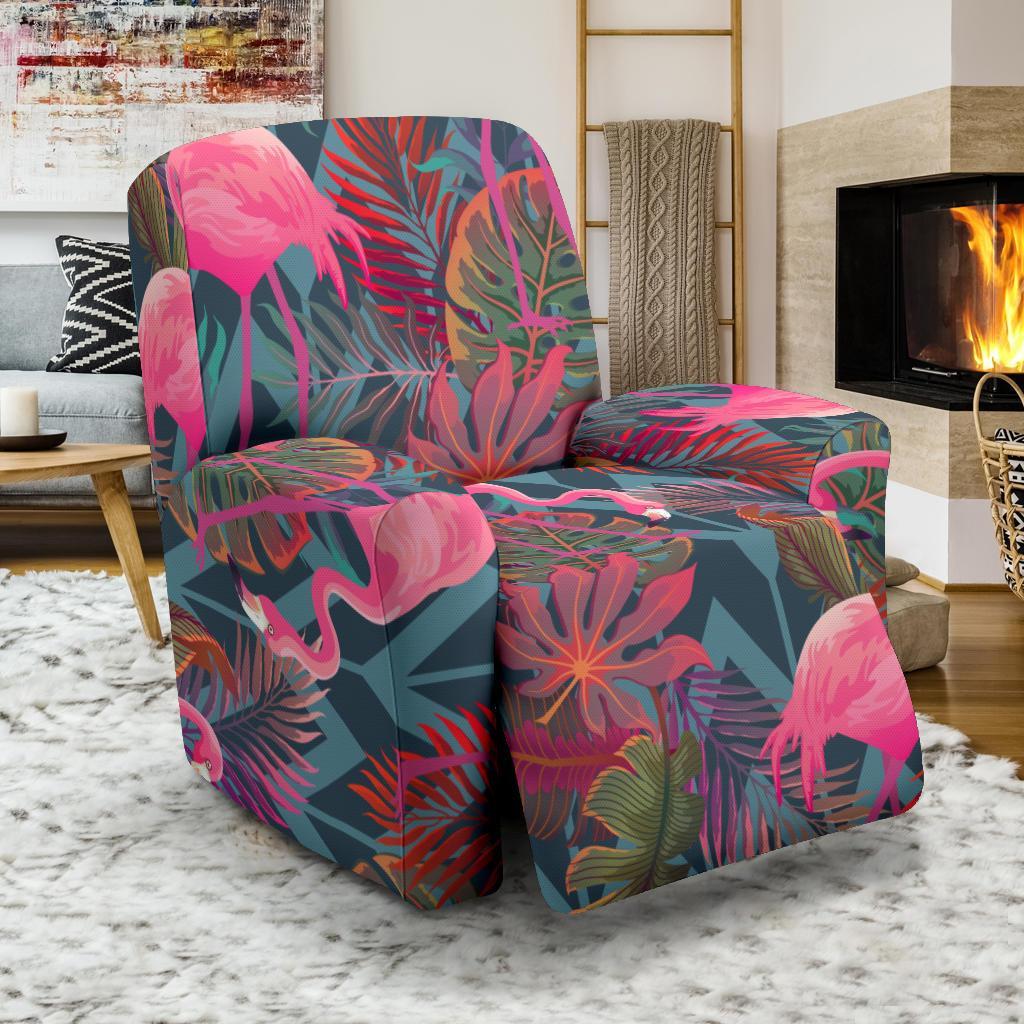 Flamingo Stripe Hawaiian Tropical Pattern Print Recliner Cover-grizzshop