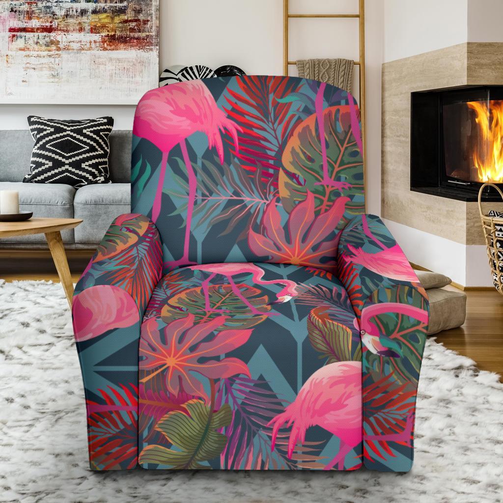 Flamingo Stripe Hawaiian Tropical Pattern Print Recliner Cover-grizzshop