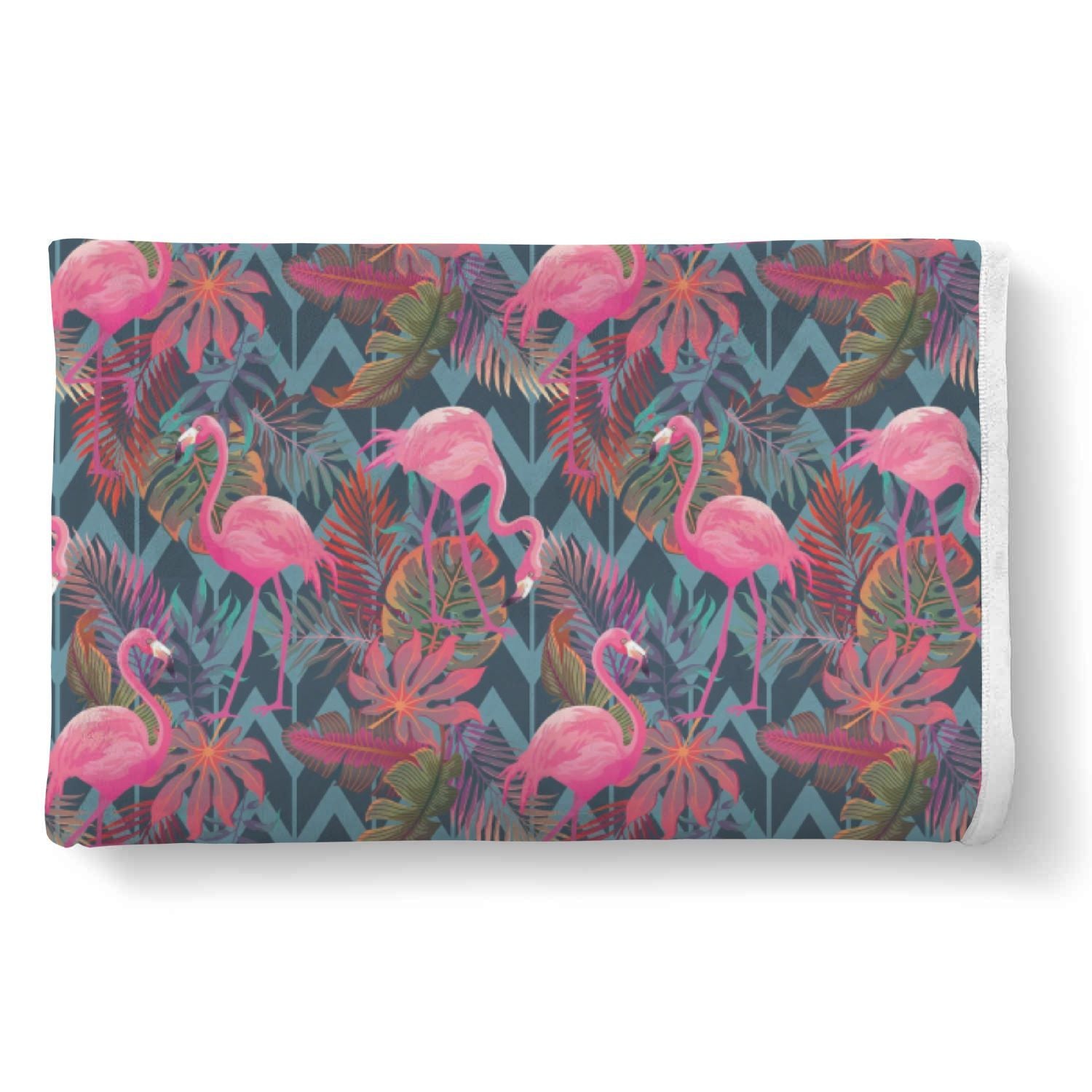 Flamingo Stripe Hawaiian Tropical Pattern Print Throw Blanket-grizzshop