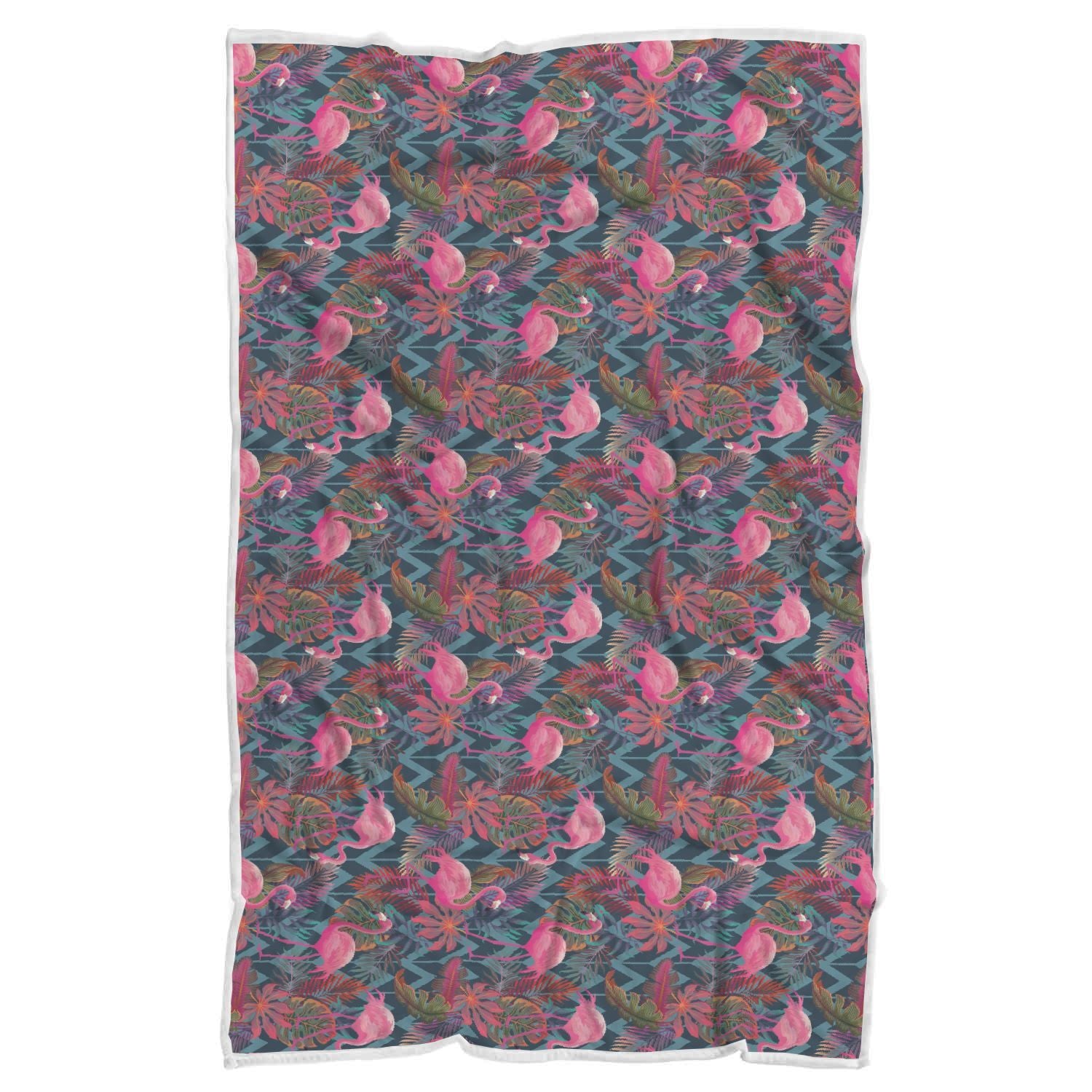 Flamingo Stripe Hawaiian Tropical Pattern Print Throw Blanket-grizzshop