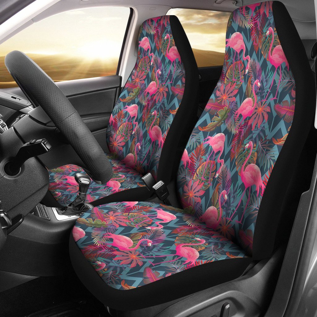 Flamingo Stripe Hawaiian Tropical Pattern Print Universal Fit Car Seat Cover-grizzshop