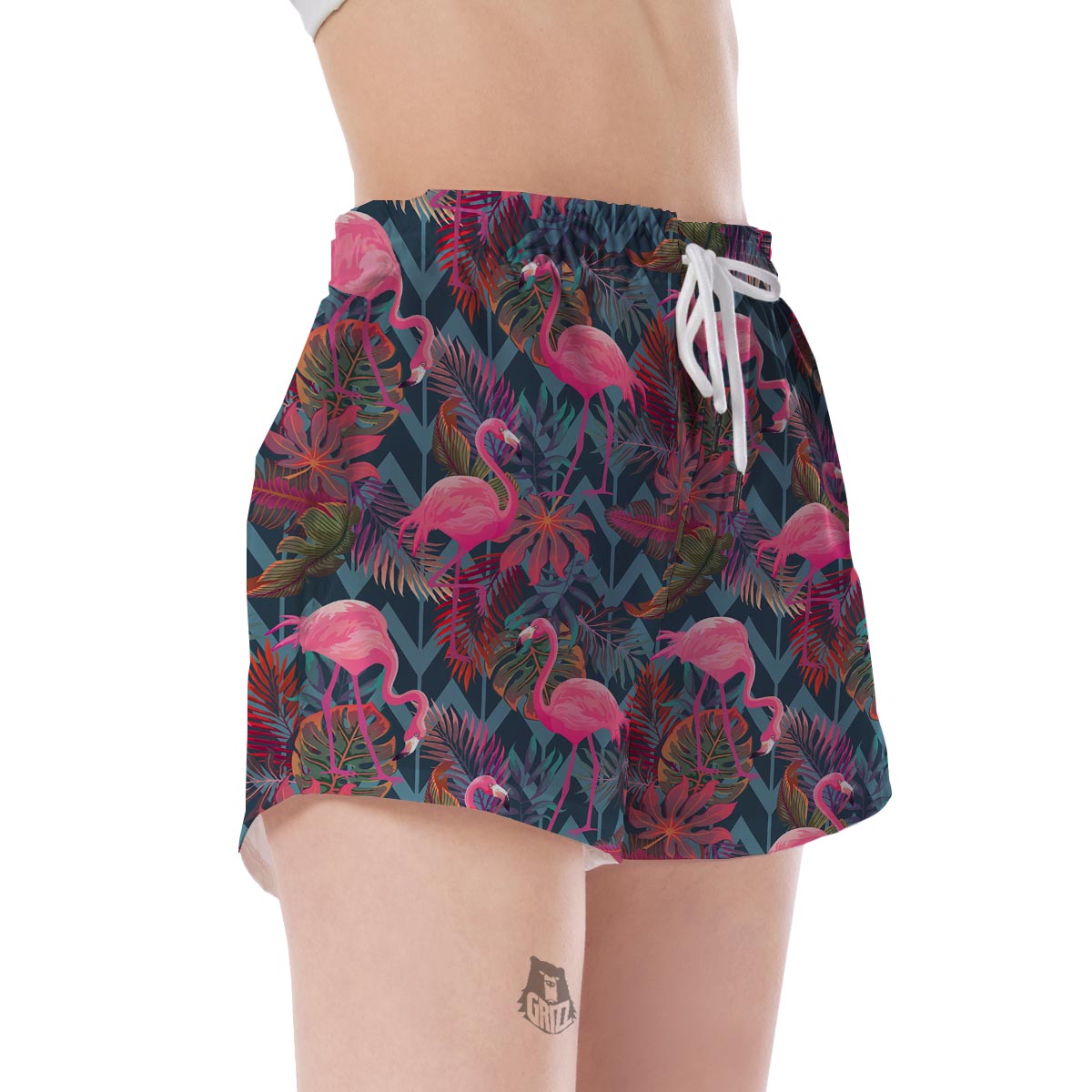 Flamingo Stripe Hawaiian Tropical Pattern Print Women's Shorts-grizzshop