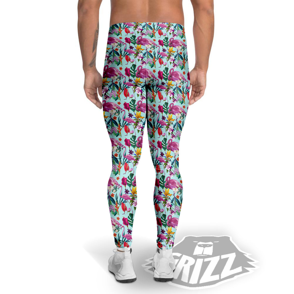 Flamingo Tropical Colorful Print Men's Leggings-grizzshop