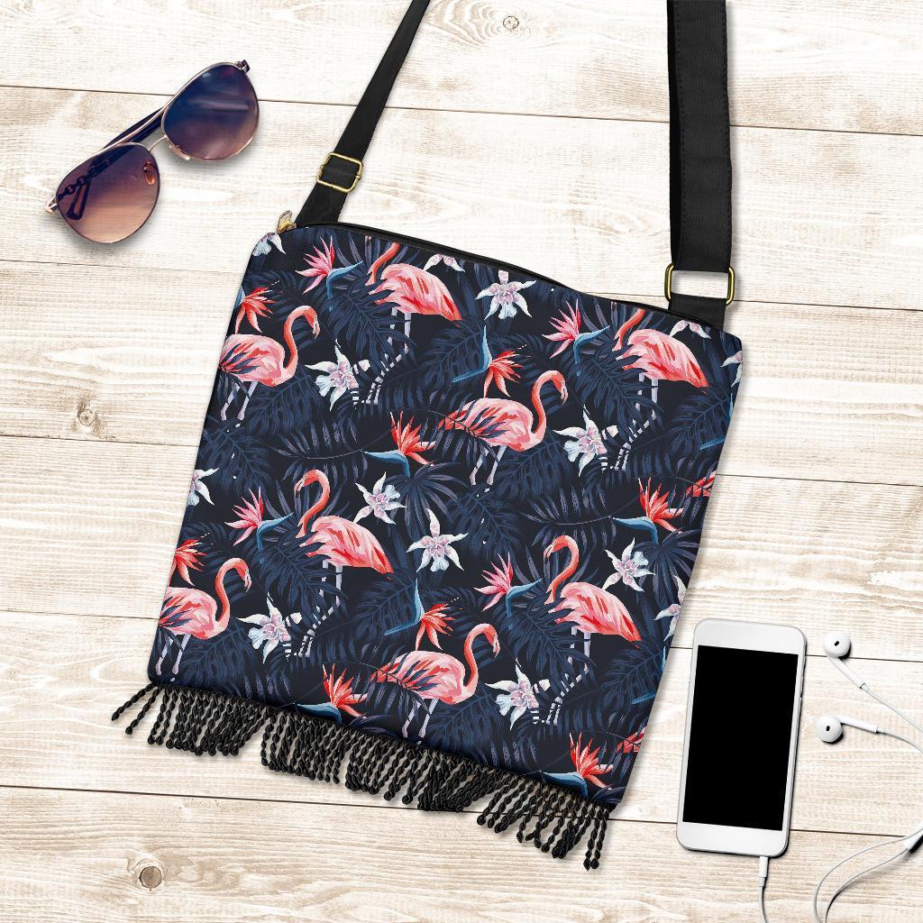 Flamingo Tropical Palm Leaves Hawaiian Floral Pattern Print Crossbody Bags-grizzshop