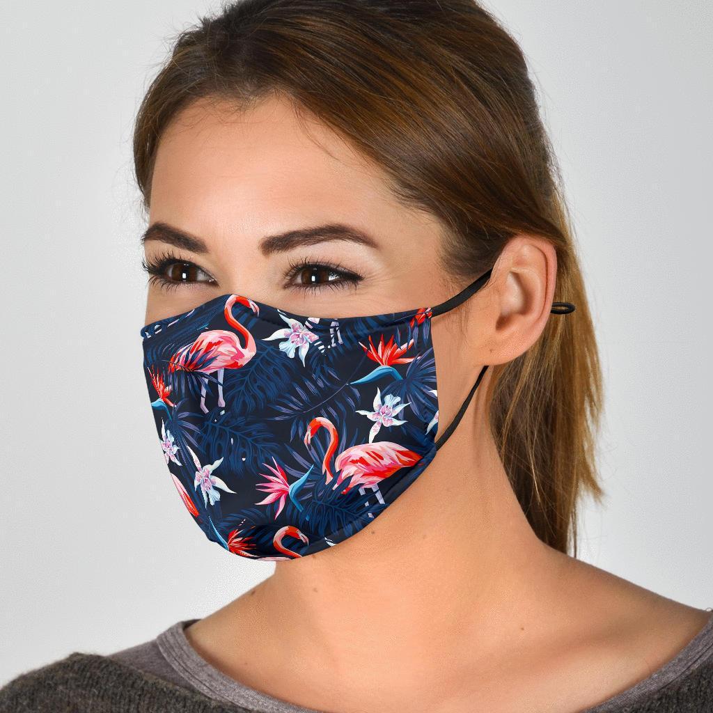 Flamingo Tropical Palm Leaves Hawaiian Floral Pattern Print Face Mask-grizzshop