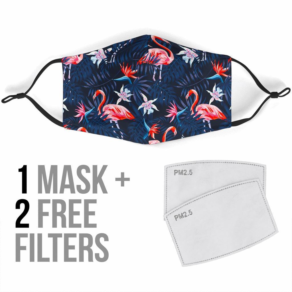 Flamingo Tropical Palm Leaves Hawaiian Floral Pattern Print Face Mask-grizzshop