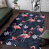 Flamingo Tropical Palm Leaves Hawaiian Floral Pattern Print Floor Mat-grizzshop