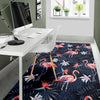 Flamingo Tropical Palm Leaves Hawaiian Floral Pattern Print Floor Mat-grizzshop