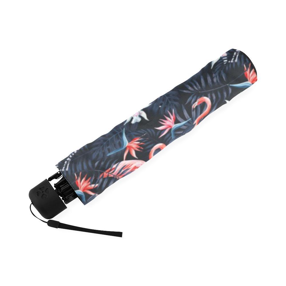 Flamingo Tropical Palm Leaves Hawaiian Floral Pattern Print Foldable Umbrella-grizzshop