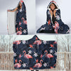 Flamingo Tropical Palm Leaves Hawaiian Floral Pattern Print Hooded Blanket-grizzshop