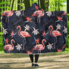 Flamingo Tropical Palm Leaves Hawaiian Floral Pattern Print Hooded Blanket-grizzshop