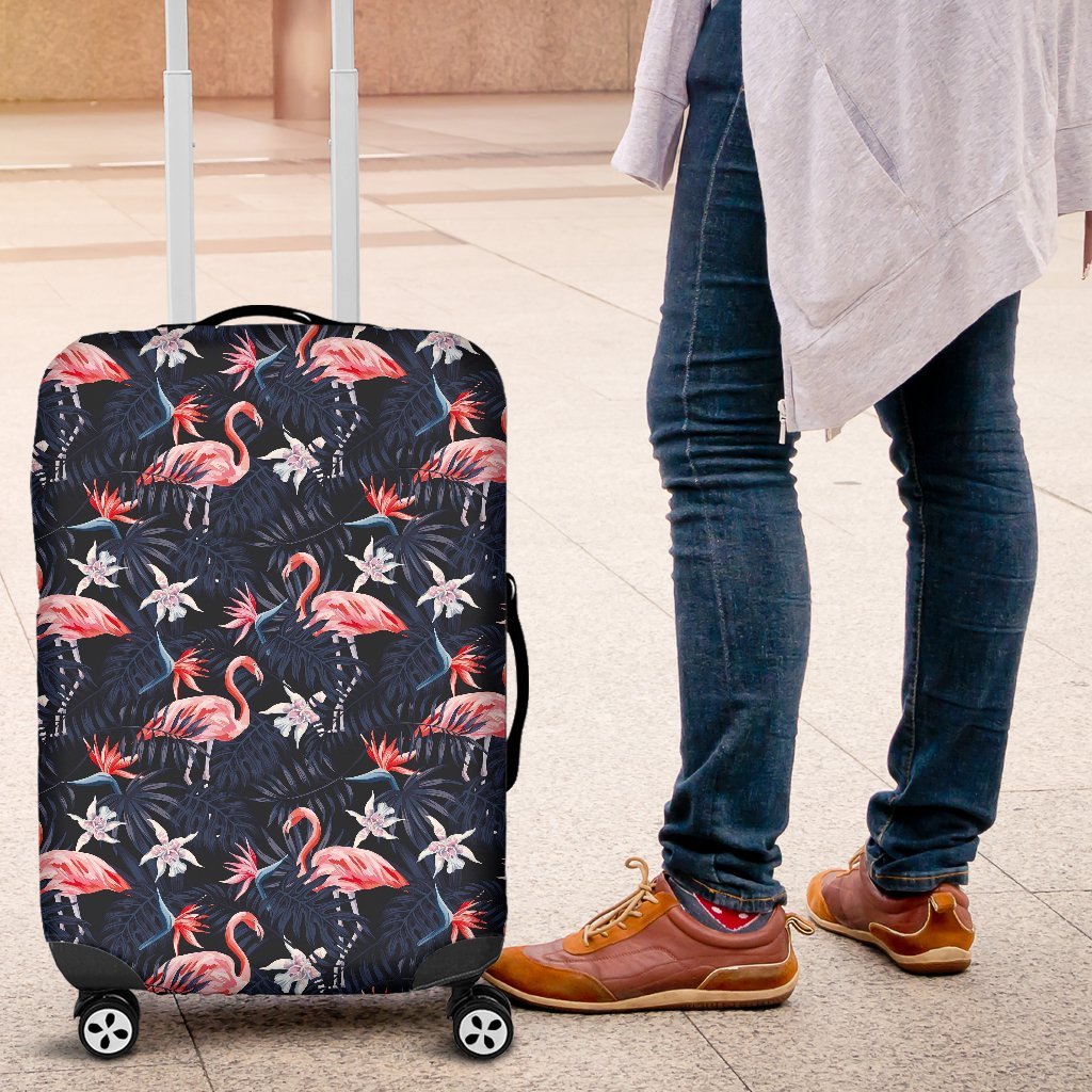 Flamingo Tropical Palm Leaves Hawaiian Floral Pattern Print Luggage Cover Protector-grizzshop