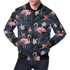 Flamingo Tropical Palm Leaves Hawaiian Floral Pattern Print Men's Bomber Jacket-grizzshop