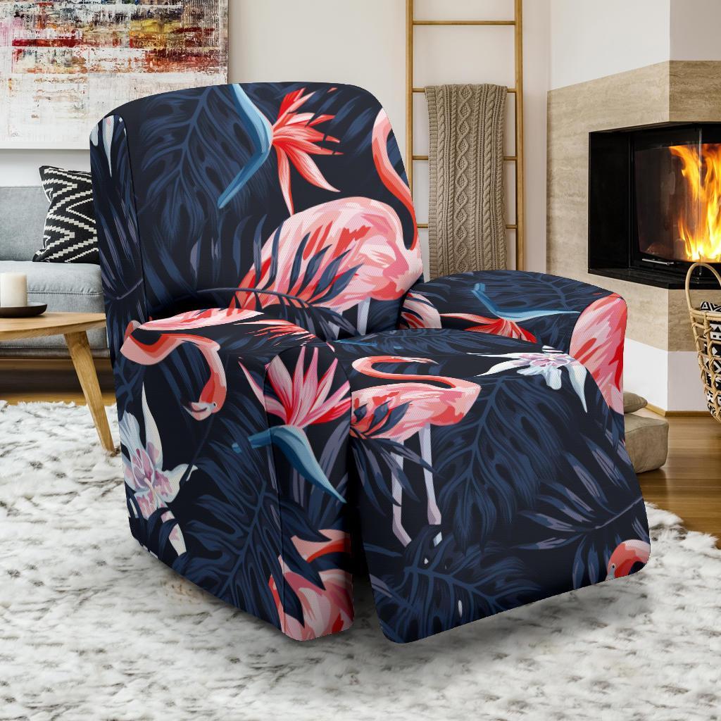 Flamingo Tropical Palm Leaves Hawaiian Floral Pattern Print Recliner Cover-grizzshop