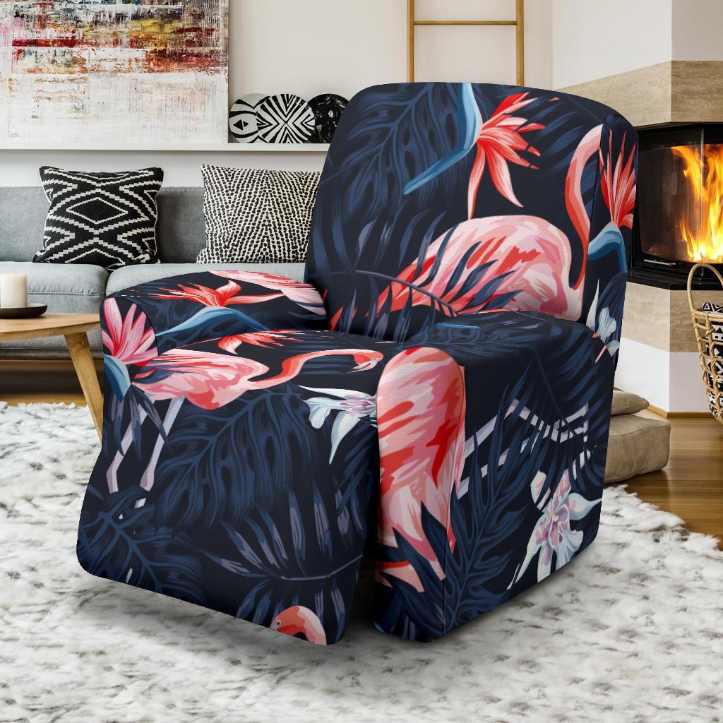 Flamingo Tropical Palm Leaves Hawaiian Floral Pattern Print Recliner Cover-grizzshop