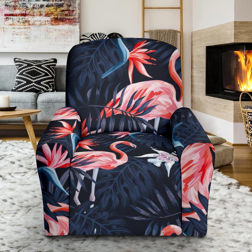 Flamingo Tropical Palm Leaves Hawaiian Floral Pattern Print Recliner Cover-grizzshop