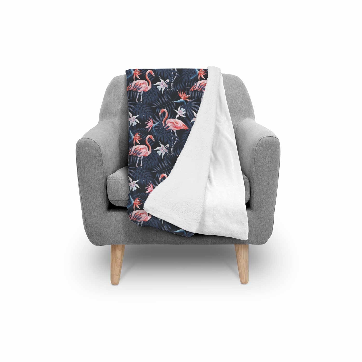 Flamingo Tropical Palm Leaves Hawaiian Floral Pattern Print Throw Blanket-grizzshop