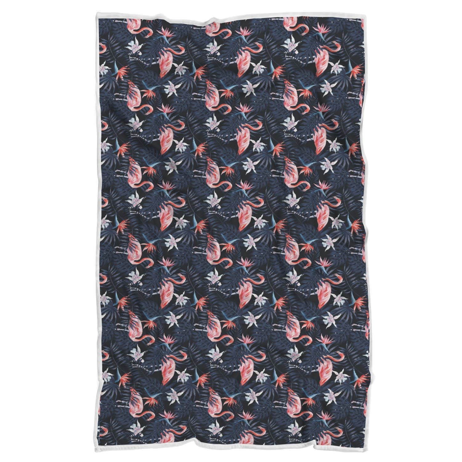 Flamingo Tropical Palm Leaves Hawaiian Floral Pattern Print Throw Blanket-grizzshop