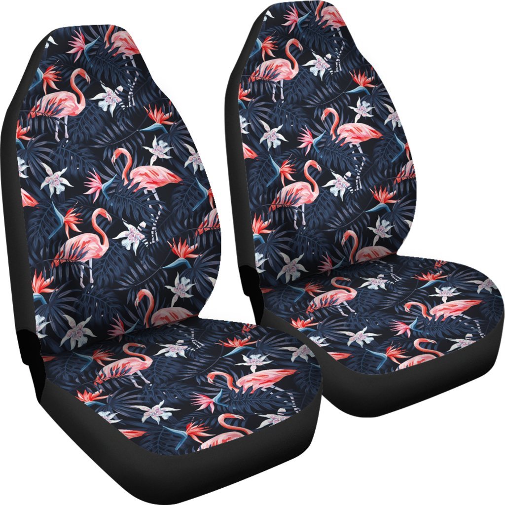 Flamingo Tropical Palm Leaves Hawaiian Floral Pattern Print Universal Fit Car Seat Cover-grizzshop