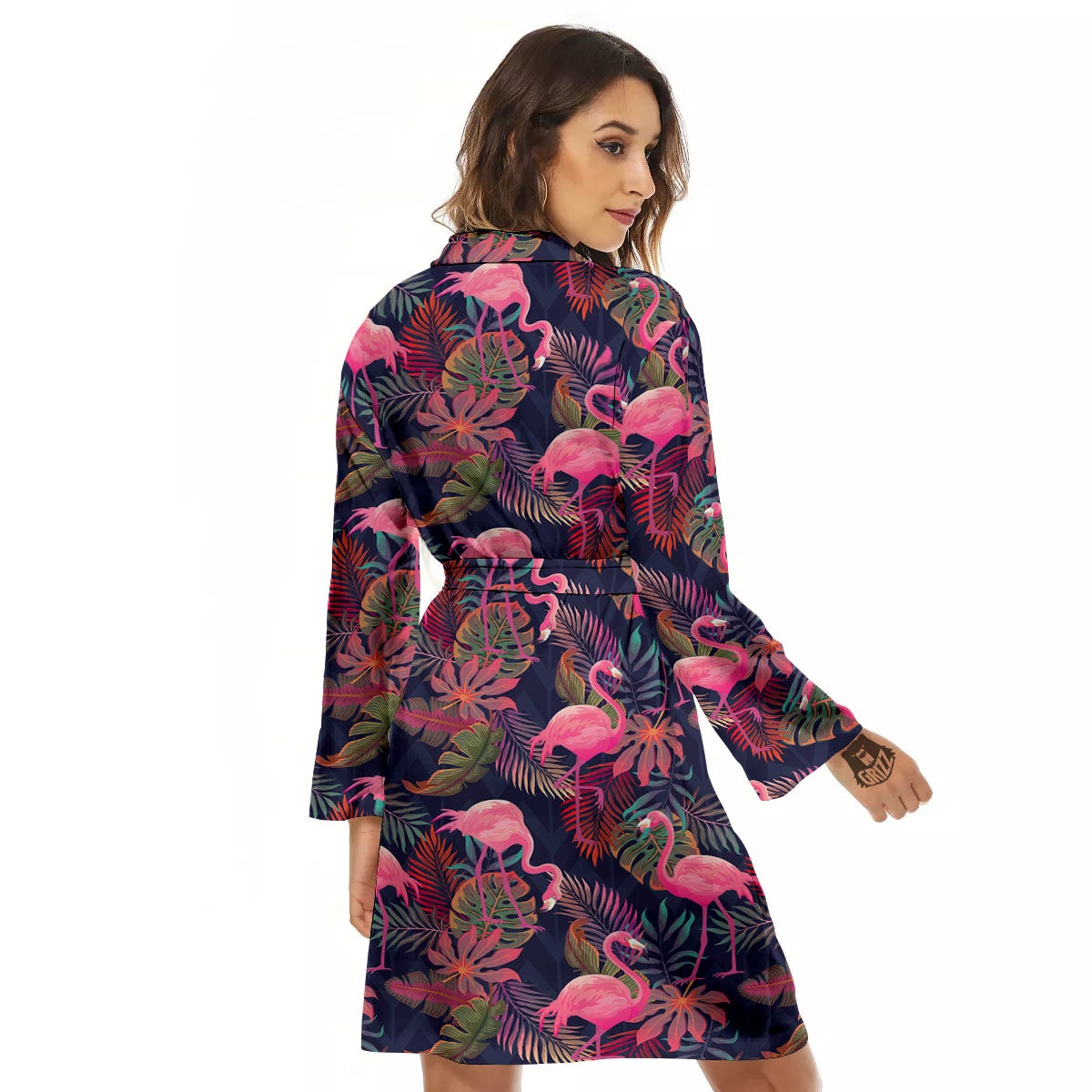 Flamingo Watercolor Print Pattern Women's Robe-grizzshop