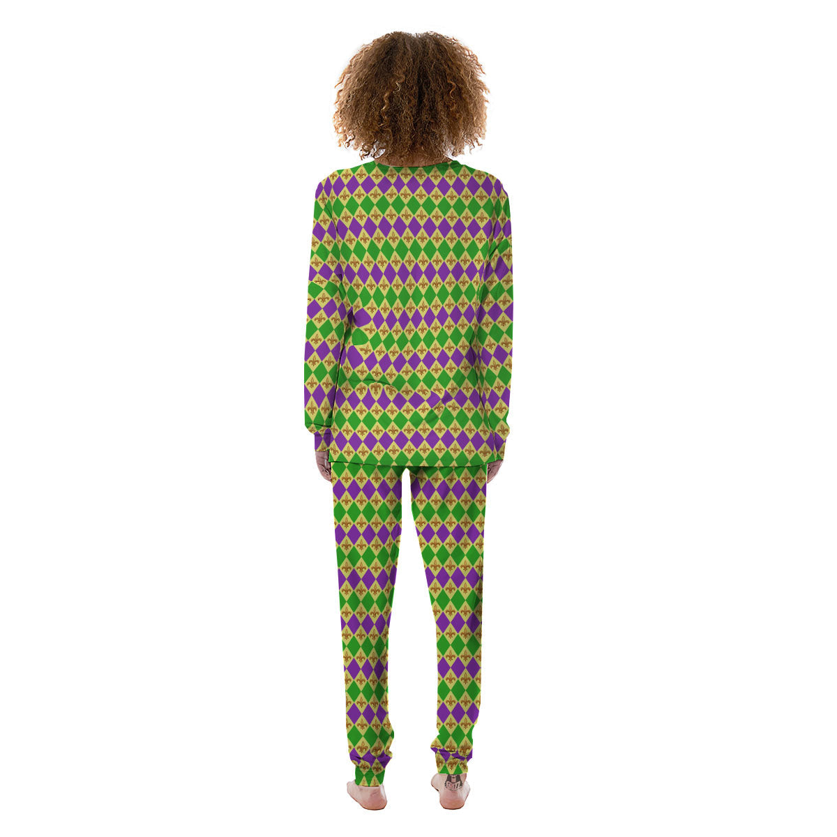 Fleur De Lis Mardi Gras Print Pattern Women's Pajamas-grizzshop